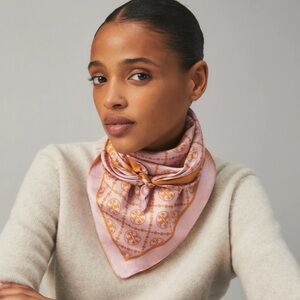 NWT Tory Burch T Monogram Two Tone Scarf - Golden Marigold & Pink